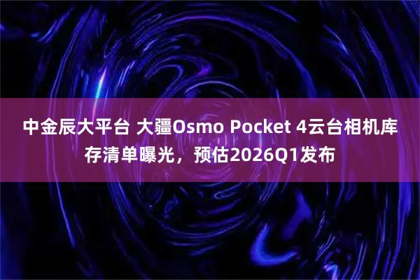 中金辰大平台 大疆Osmo Pocket 4云台相机库存清单曝光，预估2026Q1发布